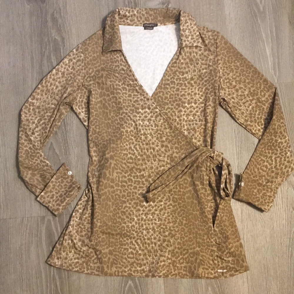 J. McLaughlin Cheetah Print Wrap Top